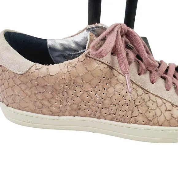 P448 John Pink Python Low Top Sneaker Made in ITALY Size 37 MSRP $285.00