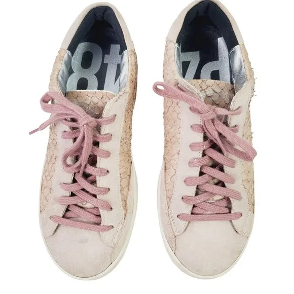 P448 John Pink Python Low Top Sneaker Made in ITALY Size 37 MSRP $285.00