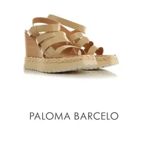 Paloma Barcelo wooden wedge shoes raffia leather 38