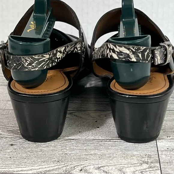 Patricia Nash Mirrella Sunflower Shoes Women's 6.5M Black Leather Slingback