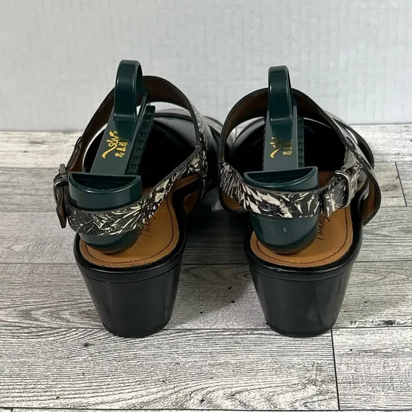 Patricia Nash Mirrella Sunflower Shoes Women's 6.5M Black Leather Slingback