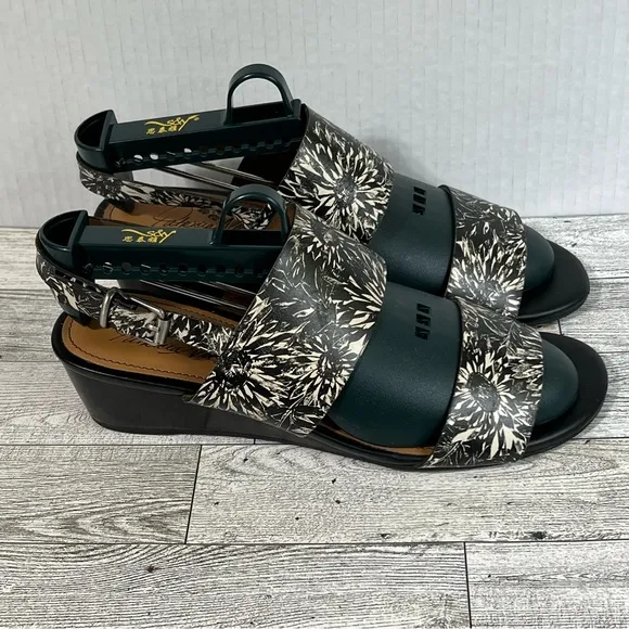 Patricia Nash Mirrella Sunflower Shoes Women's 6.5M Black Leather Slingback