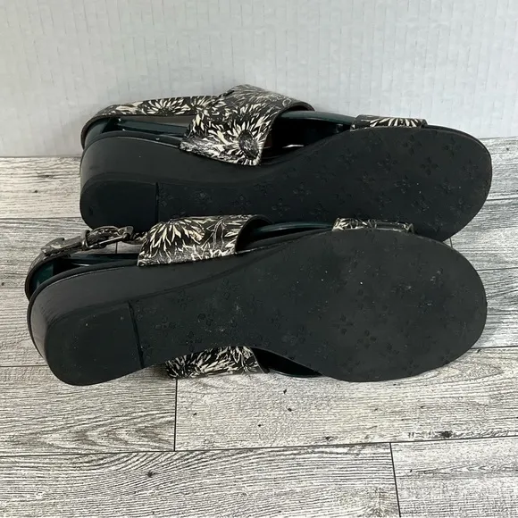 Patricia Nash Mirrella Sunflower Shoes Women's 6.5M Black Leather Slingback