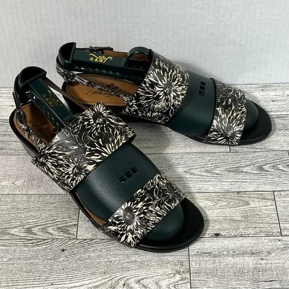 Patricia Nash Mirrella Sunflower Shoes Women's 6.5M Black Leather Slingback