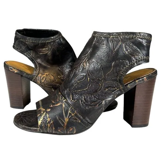 Patricia Nash Sz 8.5 Gilded Open Toe Shootie Shoes