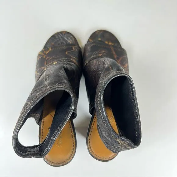 Patricia Nash Sz 8.5 Gilded Open Toe Shootie Shoes