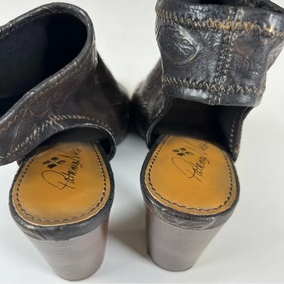 Patricia Nash Sz 8.5 Gilded Open Toe Shootie Shoes