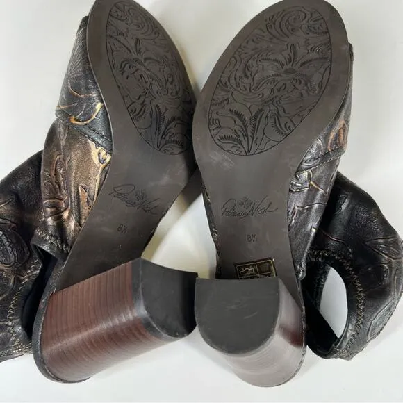 Patricia Nash Sz 8.5 Gilded Open Toe Shootie Shoes