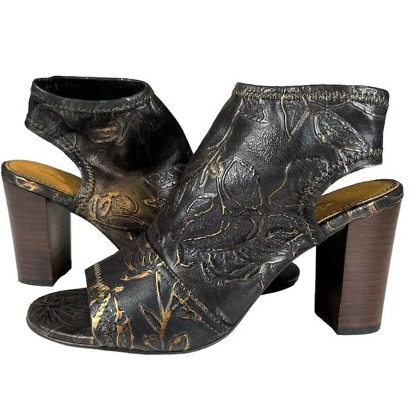 Patricia Nash Sz 8.5 Gilded Open Toe Shootie Shoes