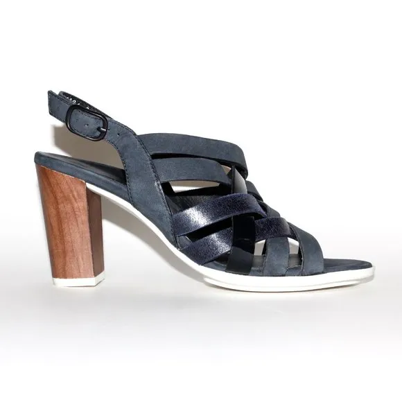 Paul Green Braided Leather Block Heel Open-Toe Sandals
