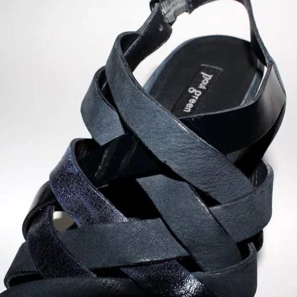 Paul Green Braided Leather Block Heel Open-Toe Sandals
