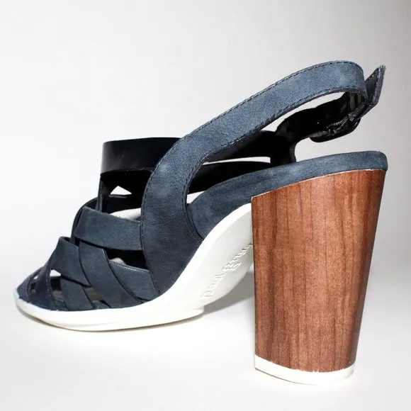 Paul Green Braided Leather Block Heel Open-Toe Sandals
