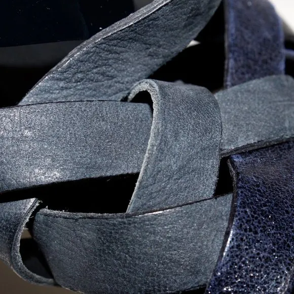 Paul Green Braided Leather Block Heel Open-Toe Sandals