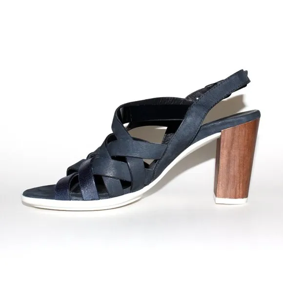 Paul Green Braided Leather Block Heel Open-Toe Sandals