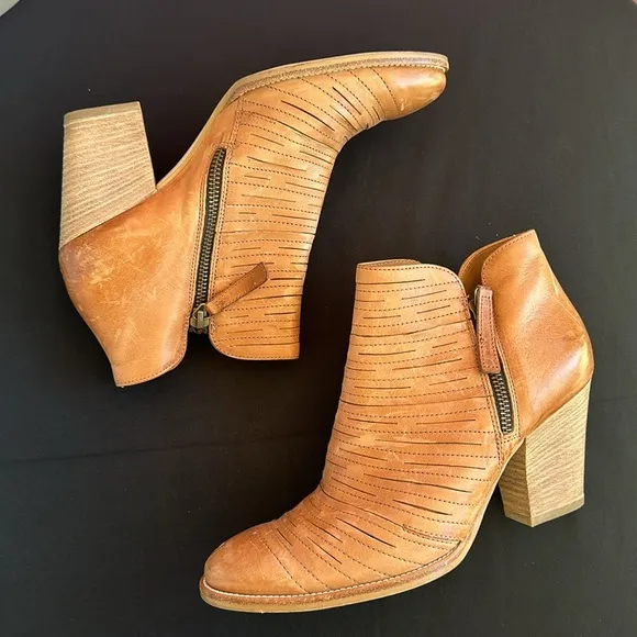 Paul Green Brown Distressed Leather Ankle Booties