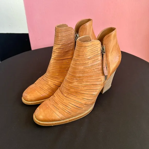 Paul Green Brown Distressed Leather Ankle Booties