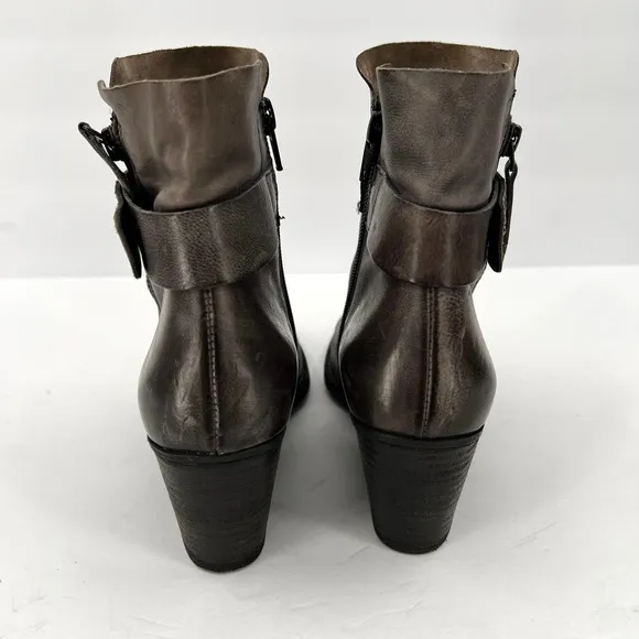 PAUL GREEN Dallas Bootie Shoes Womens 6.5 Distressed Gray Ankle Strap Heel Boot