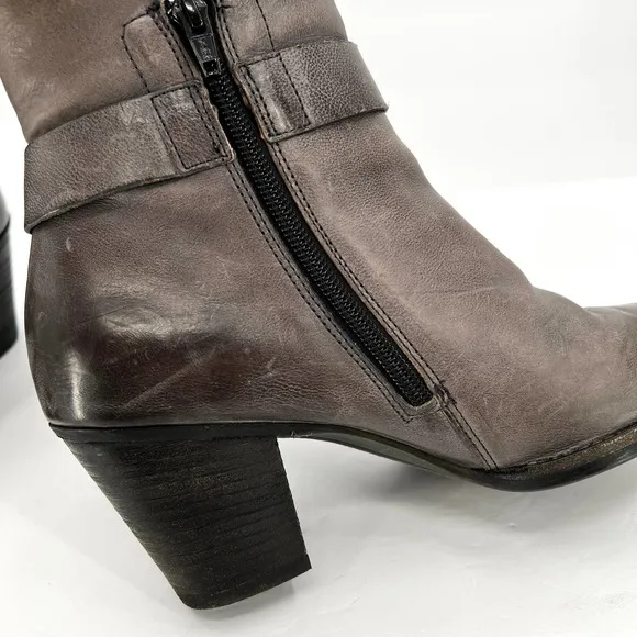 PAUL GREEN Dallas Bootie Shoes Womens 6.5 Distressed Gray Ankle Strap Heel Boot