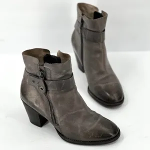 PAUL GREEN Dallas Bootie Shoes Womens 6.5 Distressed Gray Ankle Strap Heel Boot