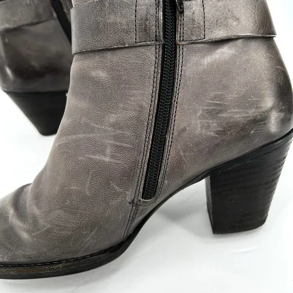 PAUL GREEN Dallas Bootie Shoes Womens 6.5 Distressed Gray Ankle Strap Heel Boot