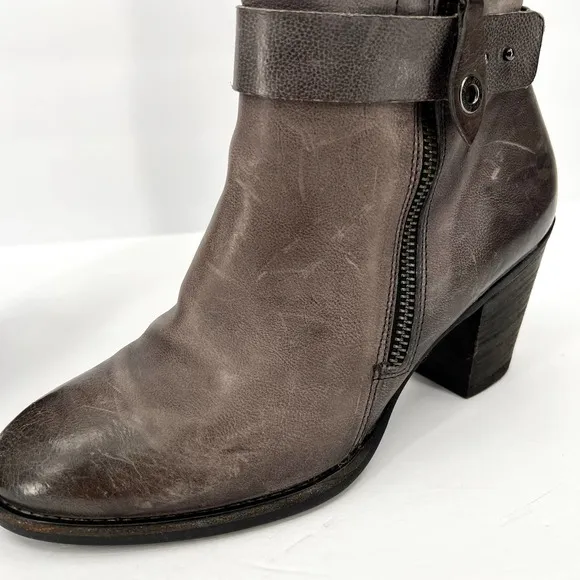 PAUL GREEN Dallas Bootie Shoes Womens 6.5 Distressed Gray Ankle Strap Heel Boot