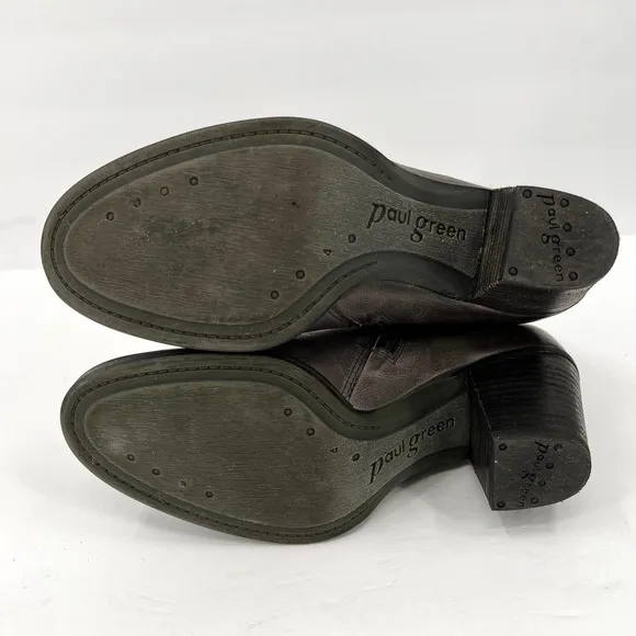 PAUL GREEN Dallas Bootie Shoes Womens 6.5 Distressed Gray Ankle Strap Heel Boot