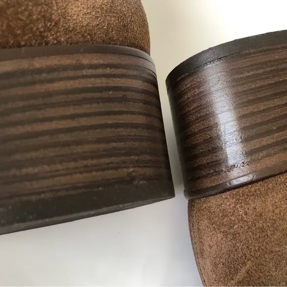 Paul Green Newbury Slouchy Burnished Brown Suede  Stacked Heel Ankle Boots