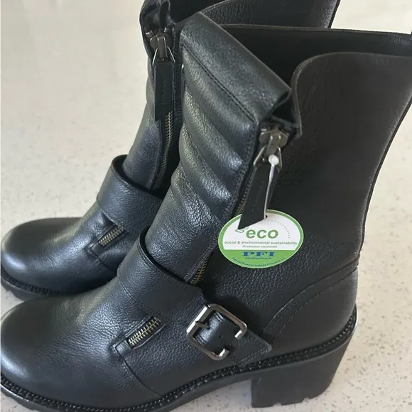 Paul Green Noah mid calf Moto boot side zip with buckle women’s size 10 US black