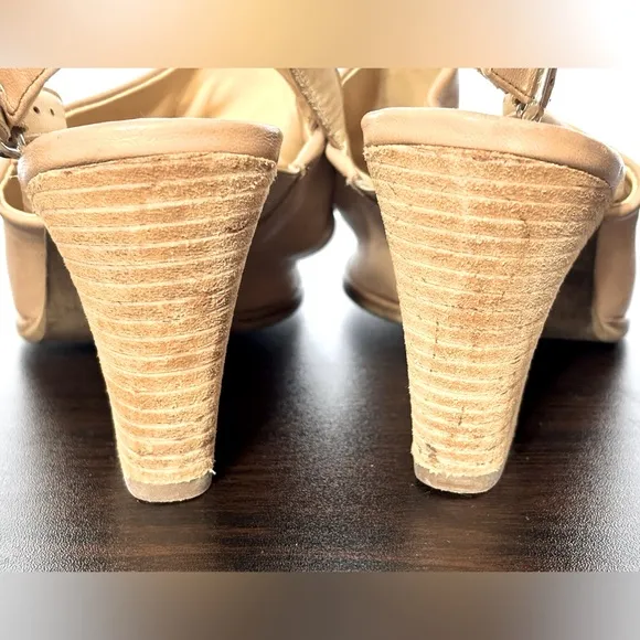 Paul Green Rival Tan Leather Slingback Sandals Sz 7.5, 10 US