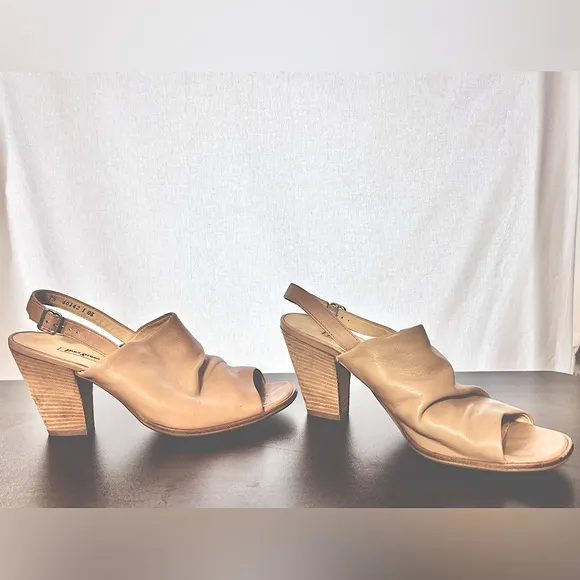 Paul Green Rival Tan Leather Slingback Sandals Sz 7.5, 10 US