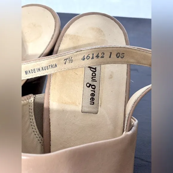 Paul Green Rival Tan Leather Slingback Sandals Sz 7.5, 10 US