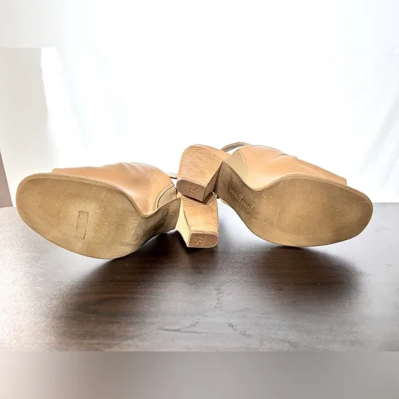 Paul Green Rival Tan Leather Slingback Sandals Sz 7.5, 10 US