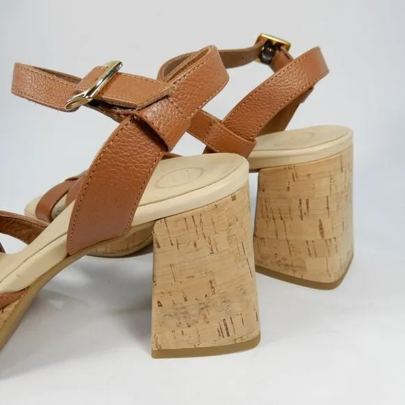 Paul Green SUPER SOFT Tina SANDALS Size 6.5 Brown Leather Cork Heel NEW $429