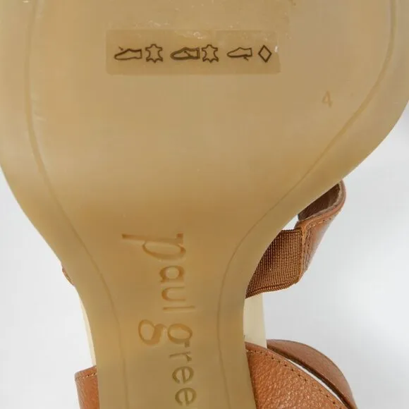 Paul Green SUPER SOFT Tina SANDALS Size 6.5 Brown Leather Cork Heel NEW $429