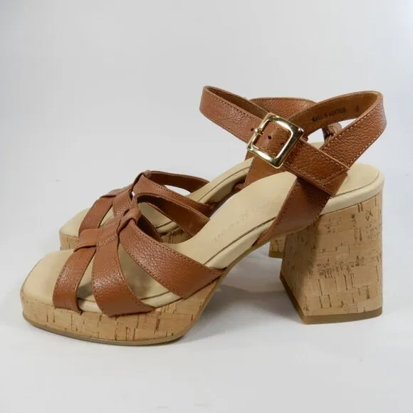 Paul Green SUPER SOFT Tina SANDALS Size 6.5 Brown Leather Cork Heel NEW $429