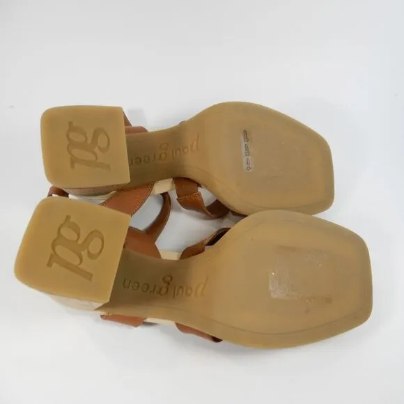 Paul Green SUPER SOFT Tina SANDALS Size 6.5 Brown Leather Cork Heel NEW $429