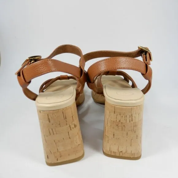 Paul Green SUPER SOFT Tina SANDALS Size 6.5 Brown Leather Cork Heel NEW $429