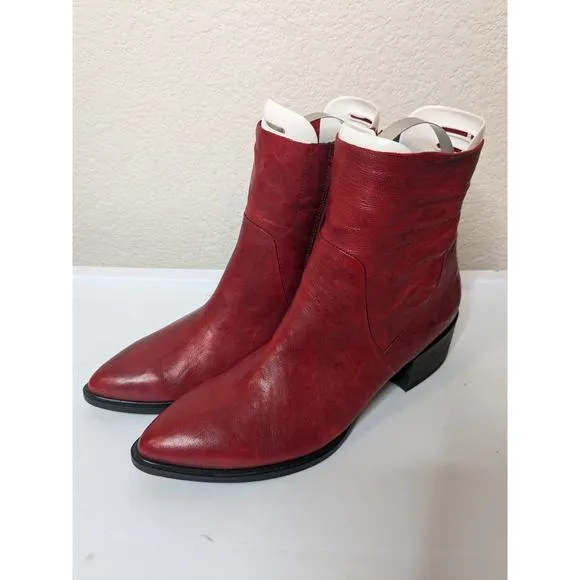 PAUL GREEN Vega Bootie in Chili Red Leather Women's Size 5.5 $399 Retail Value