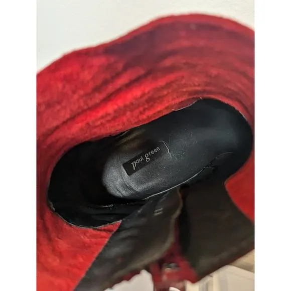 PAUL GREEN Vega Bootie in Chili Red Leather Women's Size 5.5 $399 Retail Value