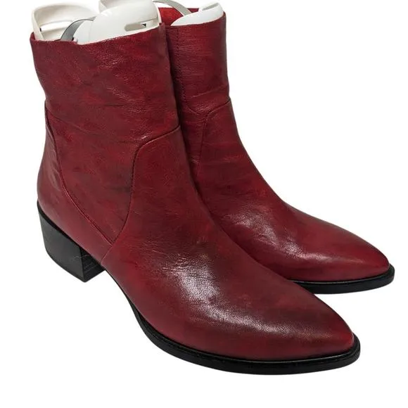 PAUL GREEN Vega Bootie in Chili Red Leather Women's Size 5.5 $399 Retail Value