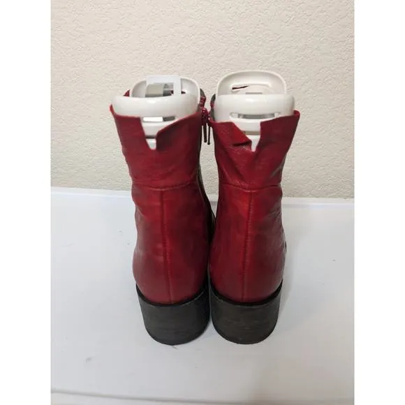 PAUL GREEN Vega Bootie in Chili Red Leather Women's Size 5.5 $399 Retail Value
