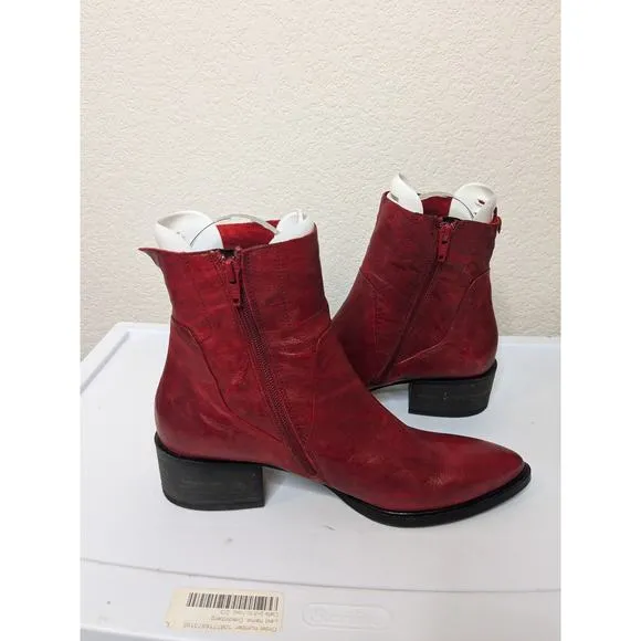 PAUL GREEN Vega Bootie in Chili Red Leather Women's Size 5.5 $399 Retail Value