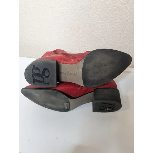 PAUL GREEN Vega Bootie in Chili Red Leather Women's Size 5.5 $399 Retail Value