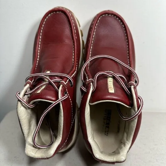 Perry Ellis Men’s  Shoes Red/ Burgundy/ Maroon Shoelaces Genuine Leather Size 9