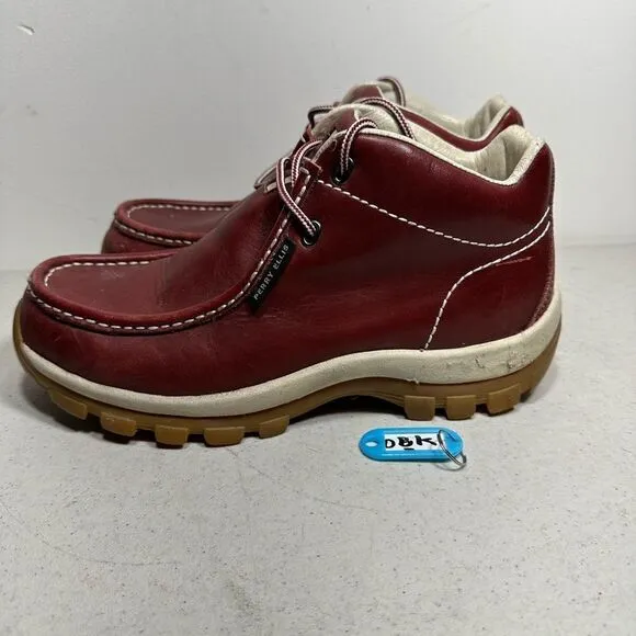 Perry Ellis Men’s  Shoes Red/ Burgundy/ Maroon Shoelaces Genuine Leather Size 9