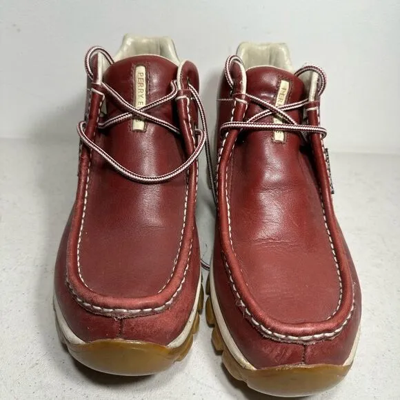 Perry Ellis Men’s  Shoes Red/ Burgundy/ Maroon Shoelaces Genuine Leather Size 9