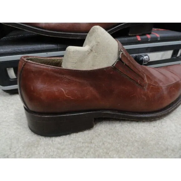 Perugia Italian Brown Slip On Soft Leather Casual Dress Shoes Men's Size 10