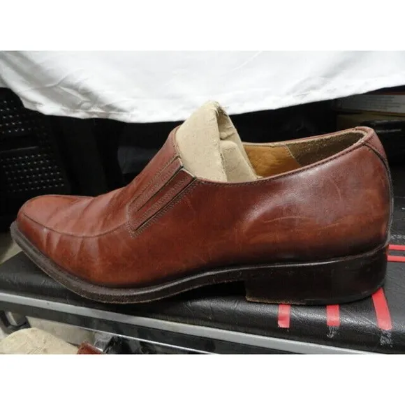 Perugia Italian Brown Slip On Soft Leather Casual Dress Shoes Men's Size 10