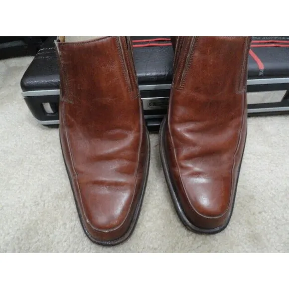 Perugia Italian Brown Slip On Soft Leather Casual Dress Shoes Men's Size 10