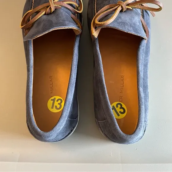 Peter Millar Excursionist Boat Shoes Mens Size 13 M Blue Suede Leather NEW